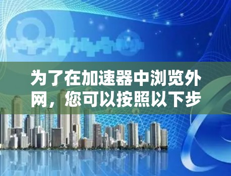 为了在加速器中浏览外网，您可以按照以下步骤操作